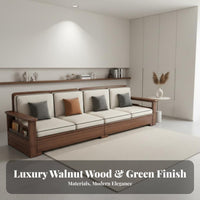 Fabric Sofa with Wooden Legs Modern Minimalist Design Upholstered Wood Frame Sofa year-roundSeason Use Couch for Apartment Dwellers, Families, Lounge Area