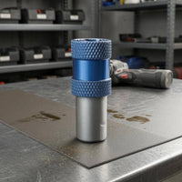 Blue Anodized Drill to Screwdriver Adapter Knurled Grip Male Thread to Hex Shank Adapter Metal Threaded Connector Compact