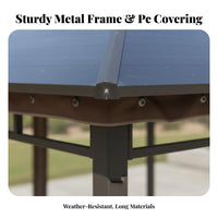 4-Post Fixed Roof Gazebo Sun Protection Protection Fixed Roof Gazebo with Netting Weather Withstandant Cover for Residents, Families, Patio, Courtyard