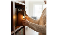 Clamp-on Bookshelf Ornament with Lantern Wrought-Iron Hanging Lantern with Bracket Antique-Inspired Display Lamp Ambient for Reading Corner