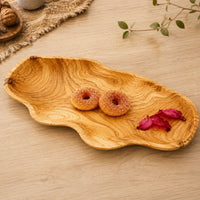 Solid Wood Peanut-Shaped Serving Tray, Carved from One Piece, Japanese Style