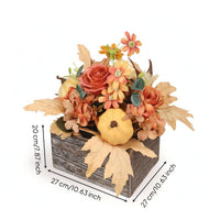 Flower Arrangement with Wooden Planter Box Verdant Artificial Flower Arrangement Maintenance Table Centerpiece for Shelf