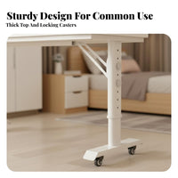 Adjustable Overbed Desk Movable with casters Overbed Laptop Cart Rolling Casters Mobile Table for Students, Bedridden Patients, Bedroom, Dorm Room