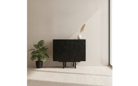 Wood Cabinet with Metal Legs Carved Storage Cabinet Decorative Freestanding Cupboard for Entryway, Living Room