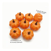 8 Pieces Carved Pumpkin Prop Autumn Faux Pumpkin with Stem Decorative Artificial Pumpkins for Photographers, Christmas