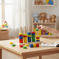 4-Color Stacking Rings Game Reasoning Thinking Color Sorting Stacking Toy Focus Training Child-Centered Sorting Toy for Children 3-6 Years, Preschool