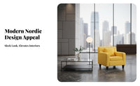 Light Luxury Upholstered Barrel Chair Nordic aesthetic Home Seating Minimalist Design Indoor Furniture Ergonomic rearrest for Business Owners, Interior Designers, Living Room, Reception Area, Hotel Lobby, Office