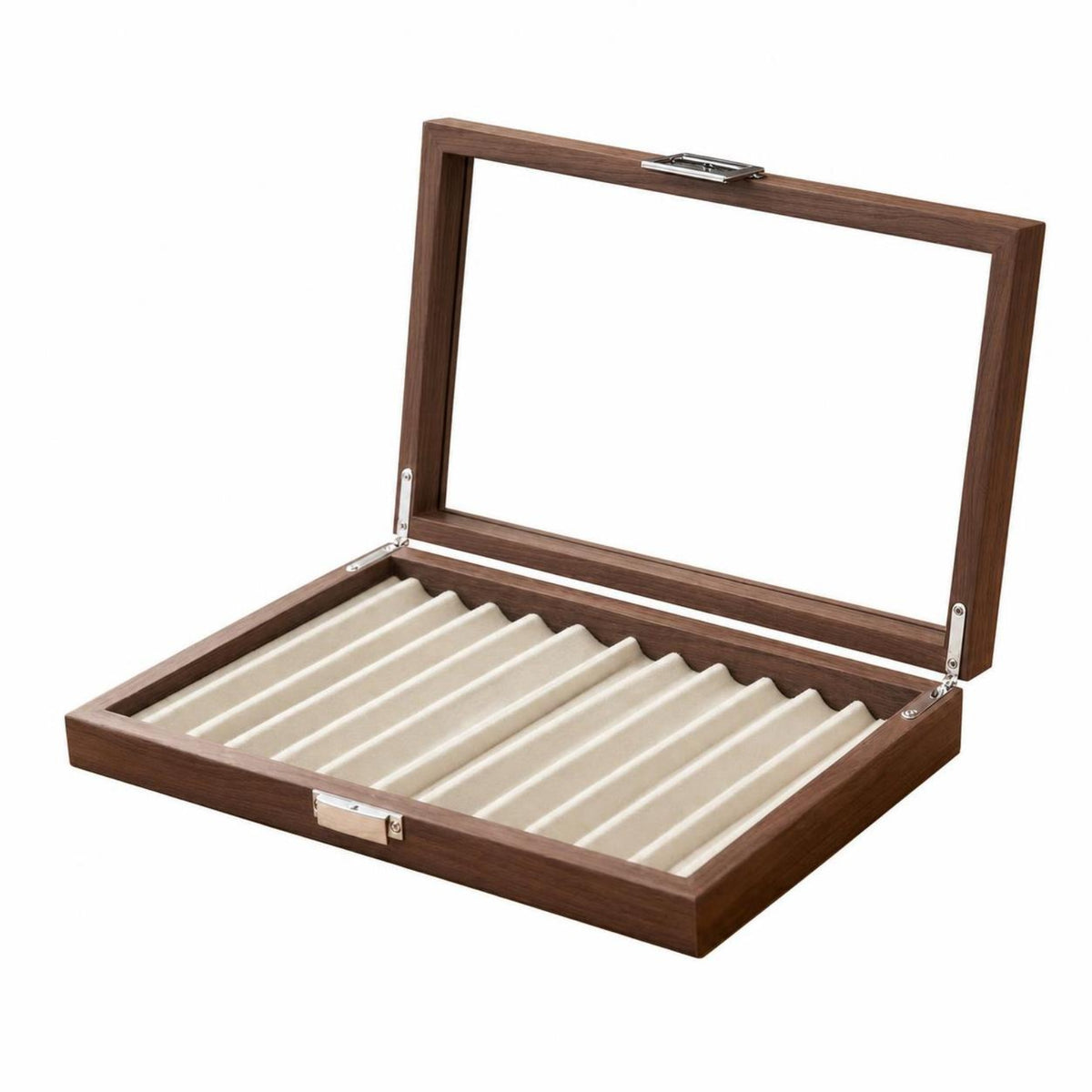 Wood Pen Box with Glass Lid Wooden Display Case Pen Display Box Organized for Office