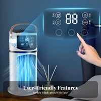 Quiet Operation Mini Air Conditioner Fan Adjustable Speeds Mini Air Cooler Energy Saving for Students, Dormitory, Bedroom, Office