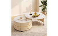 Nesting Coffee Table with Drawers Fully Assembled Round Nesting Coffee Table No Installation Needed for Apartment