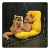 Reading Feline Figurine No Assembly Feline Reading Sculpture Handmade Look