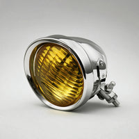 Motorcycle Headlight with Glass Lens H4 Motorcycle Headlight Front Lamp 12V Light Metal for Motorcyclists, Custom Builds