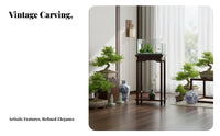 Tiered Wooden Pedestal Sturdy Wood Construction Display Stand Chinese Aesthetic Design sturdyDuty for Plant Lovers