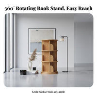 360-Degree Rotation Revolving Tower Shelf Floor-Standing rotating Book Tower Space-Saving Design book storage unit Large Capacity for Students, Apartment Dwellers, Parents, Small Spaces, Study Room, Bedroom, Home Office