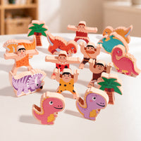 Dinosaur Stacking Toy Educational Wooden Stacking Toy Learning Wooden Balance Toys for Young Children, Preschoolers, Playroom, Kindergarten, Nursery