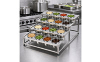 Condiment Rack with Inserts Freestanding 4-Tier Seasoning Holder Rust-Resistant Stainless Steel Seasoning Rack for Caterers, Hot Pot Restaurant