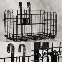 Universal Foldable Bicycle Basket with Hooks for Front or Rear Mount, Large Capacity Mountain Bike Basket