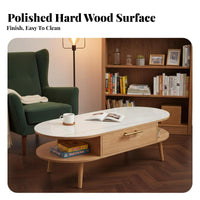 Oval Coffee Table with Drawers Space-Saving Design Oval Coffee Table with Storage Scuff Resistant Easy to Clean for Homeowners