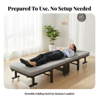 Foldable Design Adjustable Reclining Sleeper Easy Setup Single Camp Cot Sturdy Frame Folding Bed durableDuty Construction for Office Workers, Hospital Visitors, Indoor, Traveling, Camping, Patio