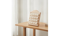 Earring Display Stand Freestanding Wooden Earring Organizer Sturdy Jewelry Display with Fabric Panel for Vanity