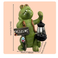 Crocodile Solar Lantern Statue Automatic activation/Off Reptile Outdoor Light Figurine Weather Resistant Welcome Sign Animal Statue for Yard, Patio