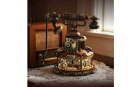 Telephone Building Set with Carousel Base Illuminated Telephone Model Kit with Lights Carousel Model Decorative for Builders