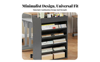 360° Rotating Wheels Movable Book Rack Versatile Use Multi-Tier Wheeled Bookshelf Easy to Reach Rolling Organizer Slim Profile for Students, Teachers, Office Workers, Classroom, Dorm Room, Home, Nursery