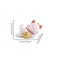 Wealth Symbol Fortunate Feline Statue Prosperity Maneki Neko Figurine Cute Design Fortune Feline Ornament Resin for Office, Entryway