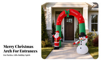 Red and Green Christmas Arch Snowflake Print Inflatable Arch