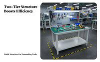 Anti Workbench Versatile Double Layer Work Table Sturdy Assembly Packing Table for Electronics Technicians, Tradespeople, Job Site, Garage
