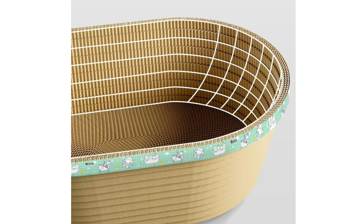 Cat Scratching Bed 2-in-1 Cat Scratcher with Lounge Bed Corrugated Pet Supply for Cats, Living Room, Home