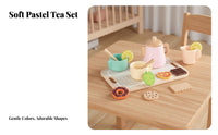 Realistic Design Pretend Afternoon Tea Set Educational Wooden Tea Set Safe Materials Paint for Toddlers, Playhouse