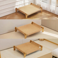 Cat Cot Woven Elevated Cat Bed Furniture Stable for Cats, Indoor, Living Room