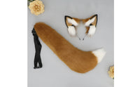 animal Ears Headband and Tail Set Soft Pile animal Ears and Tail Set Soft Accessory for Cosplayers, Adults, Anime Conventions