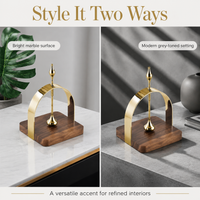 Napkin Holder for Table, Serviette Holder with Polished Metal & Walnut Base, Freestanding Serviette Holder for Kitchen, Dining Table Decor