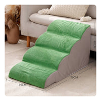Sloped Four-Step Pet Stair Cushioned Pet Stairs with Ramp Washable Dog Steps Removable for Dogs, Senior Pets, Cats, Sofa, Bed