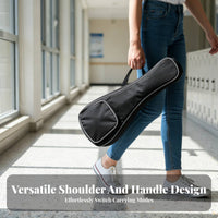 Padded Ukulele Bag Adjustable Shoulder Strap 21 Inch Ukulele Backpack Carry Handle 10mm Thick Padding for Storage, Music Lessons