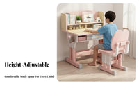 Adjustable Kids Desk and Chair Set Sturdy Adjustable children's Study Desk Widened Desktop Ergonomic Student Writing Table for Learning, School
