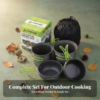 16 Pieces Lightweight Camping Cookware Set Long-Lasting Camping Pots and Pans Set Nesting Design for Backpackers, Families, Hiking