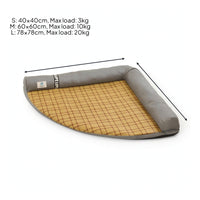 Removable Triangular Cat Bed with Raised Border Padded Summer Pet Mat with Cushion Cozy Soft for Cats, Small Dogs
