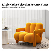 Nordic Design Channel-Tufted Single Sofa Minimalist Design Lounge Chair Thick Cushion Seating Furniture High-Density Foam for Hotel Managers, Interior Designers, Business Owners, Reception Area, Living Room, Bedroom, Reading Nook