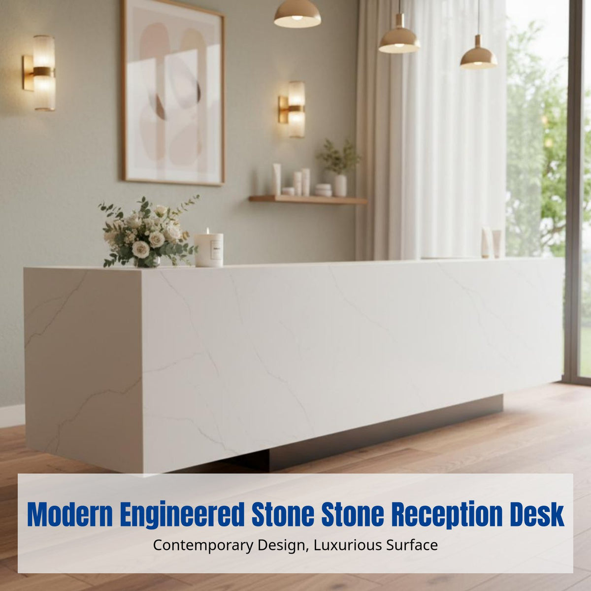 Crystal Reception Desk, Modern Front Counter, Hotel, Office, Spa, Customizable