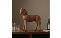 Rattan Horse Statue Woven Wicker Horse Figurine Brown