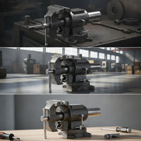Bench Vise with Swivel Base Double-Jaw Bench Vise Cast-Metal for Workshops