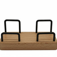 Card Holder with Wooden Base Desktop Business Card Holder Compact for Professionals