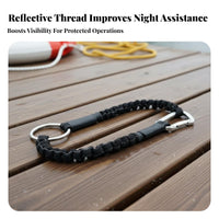 High Tensile Strength Cow Tail Safety Tether Aviation Aluminum Carabiner Water Rescue Tether Long-Lasting Quick Release Safety Line Stainless Steel O-Loop for Lifeguards, Kayakers, Firefighters, Emergency Escape, Boating, Night Operations
