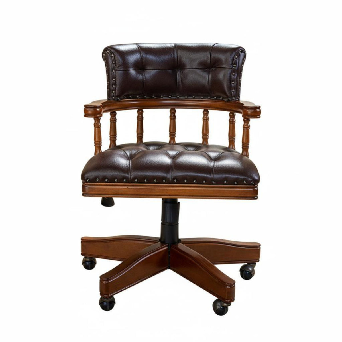 Upholstered Rolling Armchair 360-Degree Rotate Tufted Rolling leader's Chair Height Adjustable Ergonomic Design for Study Room