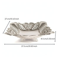 Metal Serving Tray with Handles Silver Tone Serving Tray with Handles Vintage Influenced for Home Stylists, Parties
