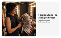 Fan-Shaped Feather Headdress Brown Base Feather Headpiece Crosshatch Lacing Native Style Headdress Spotted Feathers for Stage, Party