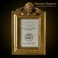 Photo Frame with Baroque Angel Relief Design, Decorative Resin Picture for Family Home Decor for Wall or Tabletop Display